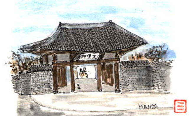 韓国の寺院の絵